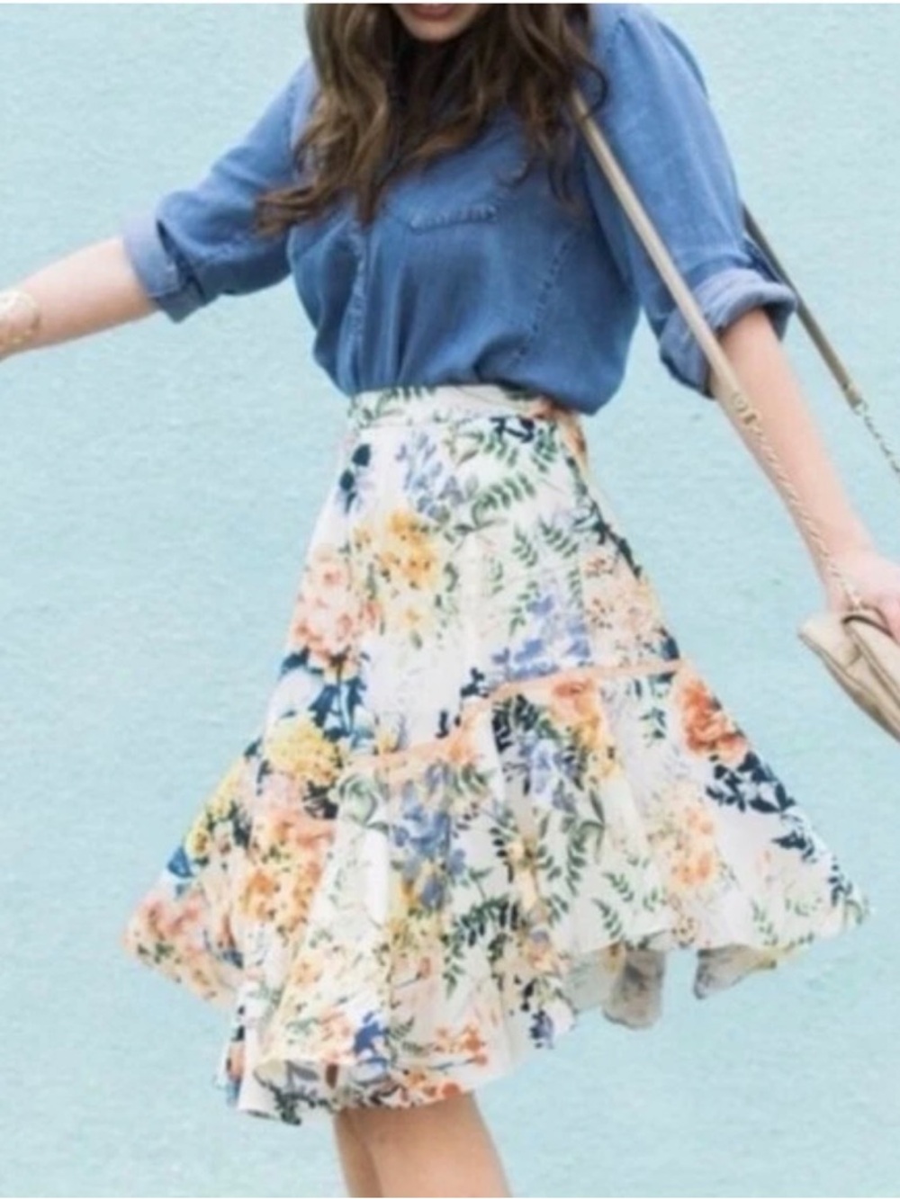 Ranna Gill Anthropologie Pockets Lined Size 8 Floral A-Line Skirt Designer